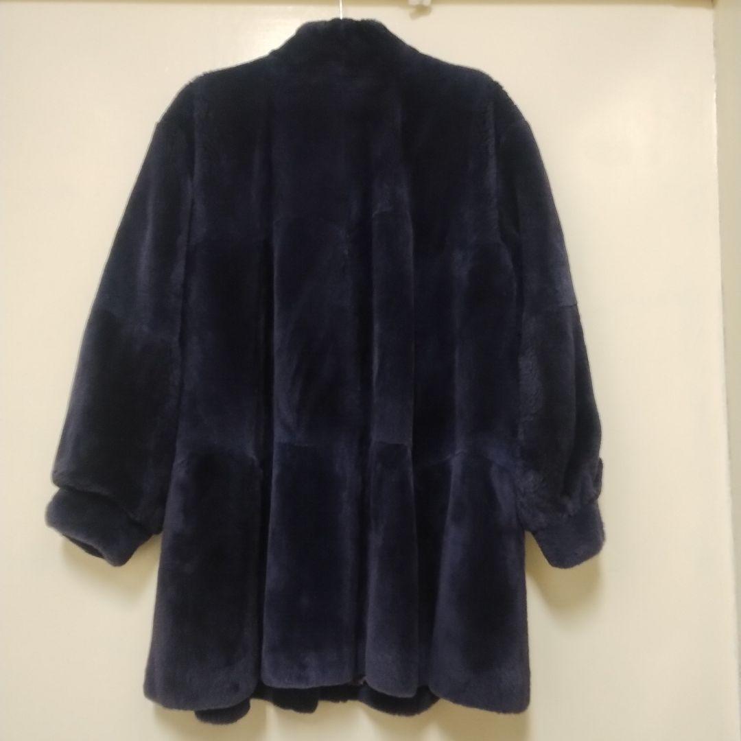 シェアードミンクコート ボタン付き パープル