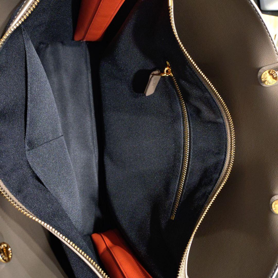 美品【E'POR】Y BAG Wide A4対応　ダークブラウン×オレンジ　ロペ