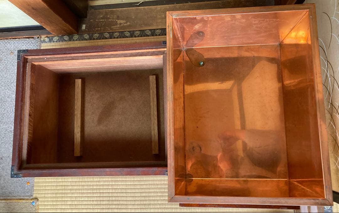 箱火鉢　蓋•引き出し付き