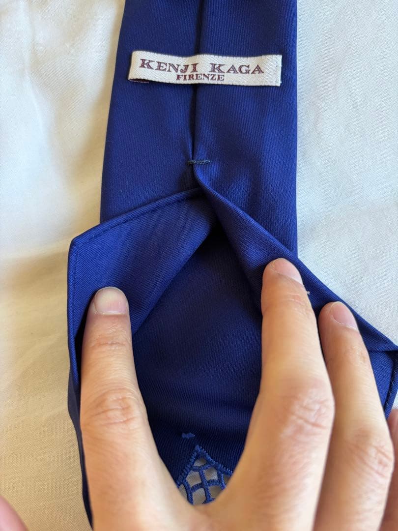 KENJI KAGA セブンフォールド製 ネクタイ ウール ブルー