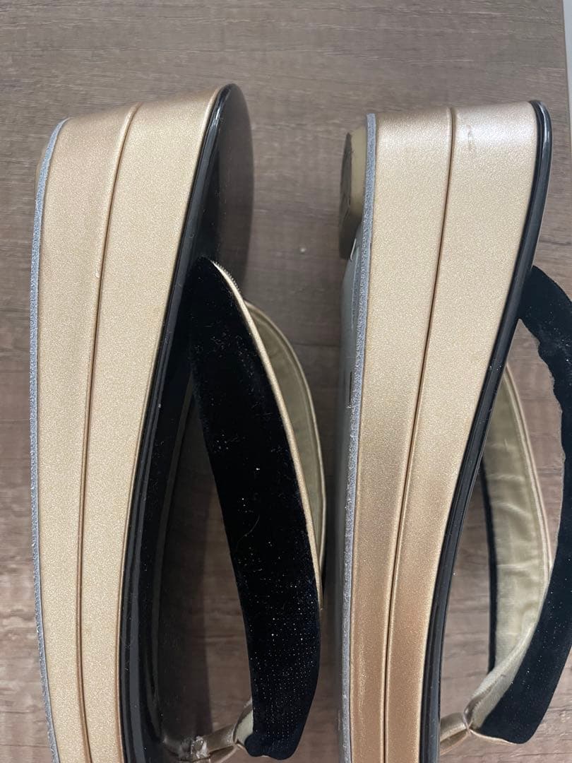 黒の厚底草履LLとファー付きバッグセット