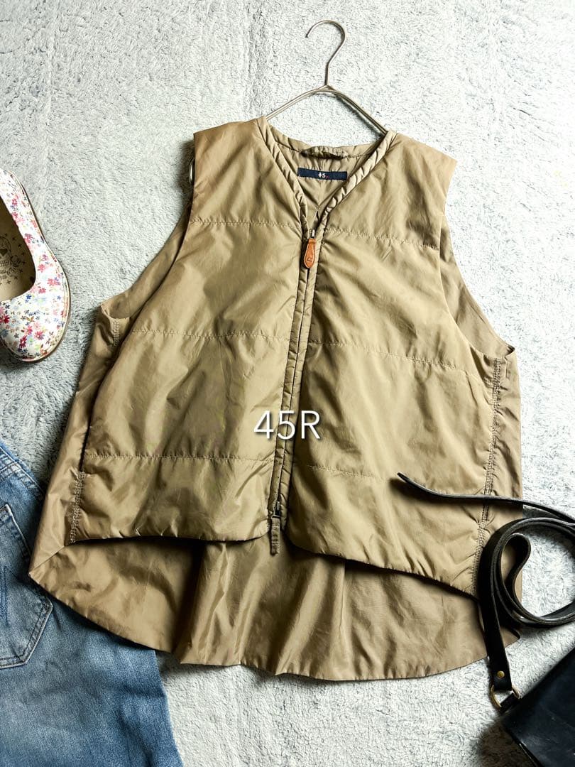 美品【45R】45rpm 中綿キルティング フレアシルエット ナイロンベスト 2