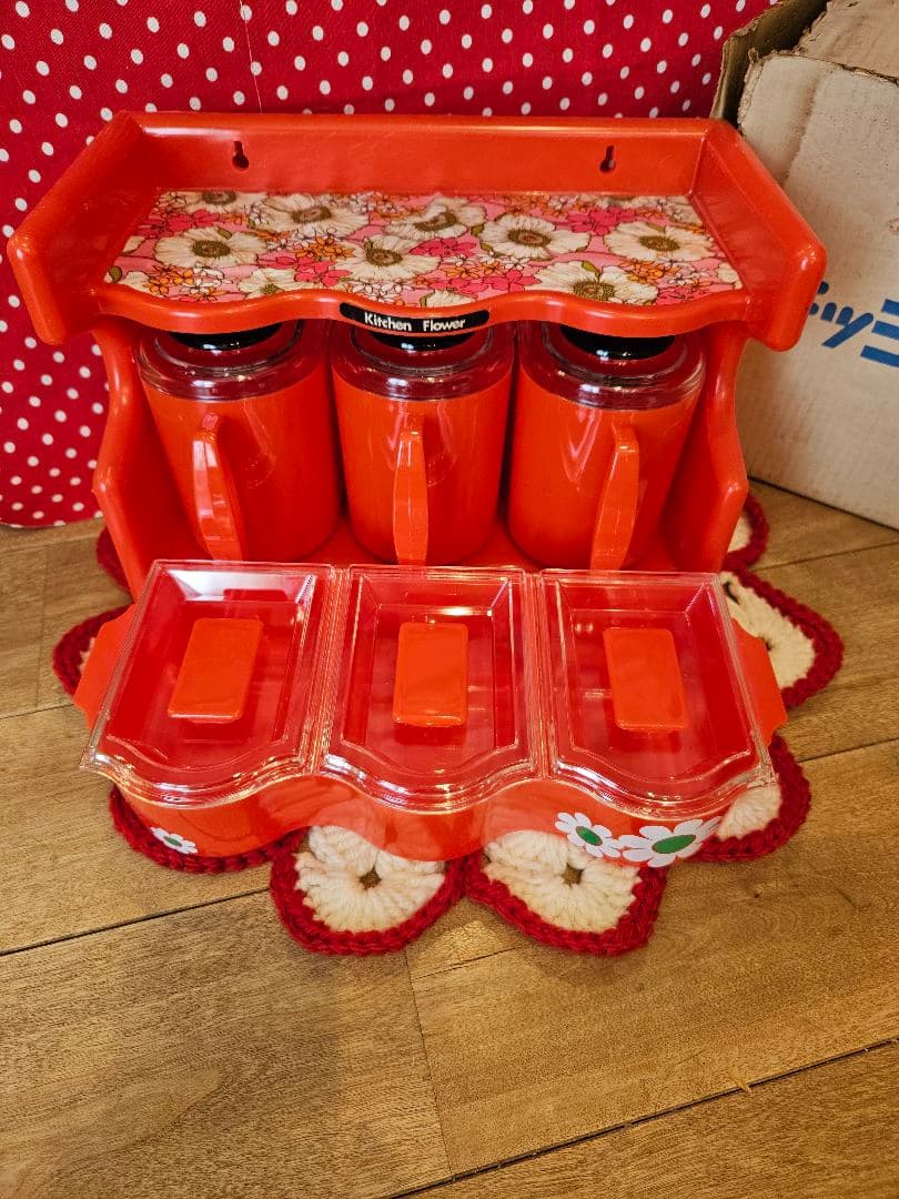 デットストック　新品未使用　調味料ケース　調味料入れ　レトロ　レトロポップ
