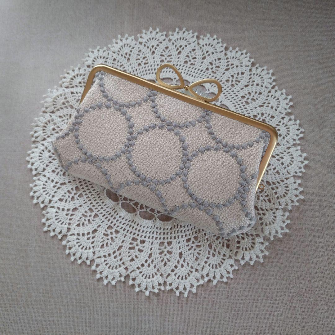 1240 ミナペルホネン tambourine ジョーゼット 親子がま口長財布