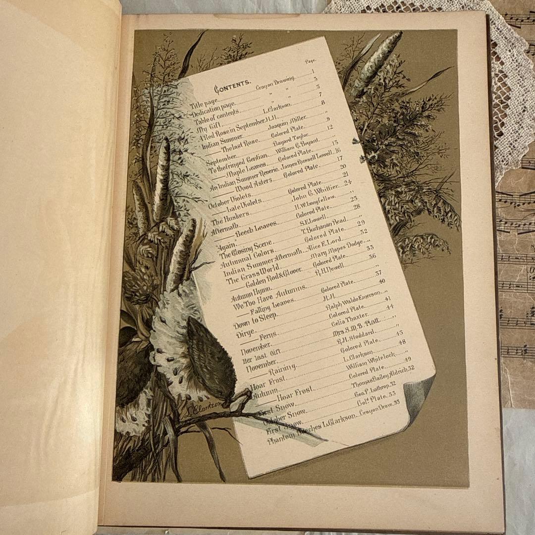 稀少1883年アンティーク美しい画集ヴィクトリアン洋書ジャンクジャーナル　古書