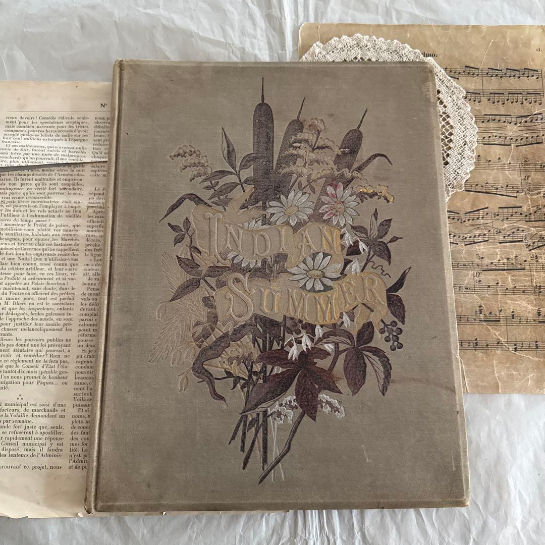 稀少1883年アンティーク美しい画集ヴィクトリアン洋書ジャンクジャーナル　古書