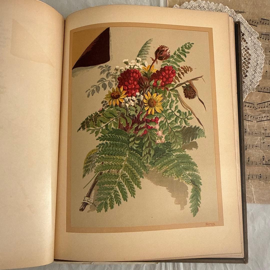 稀少1883年アンティーク美しい画集ヴィクトリアン洋書ジャンクジャーナル　古書