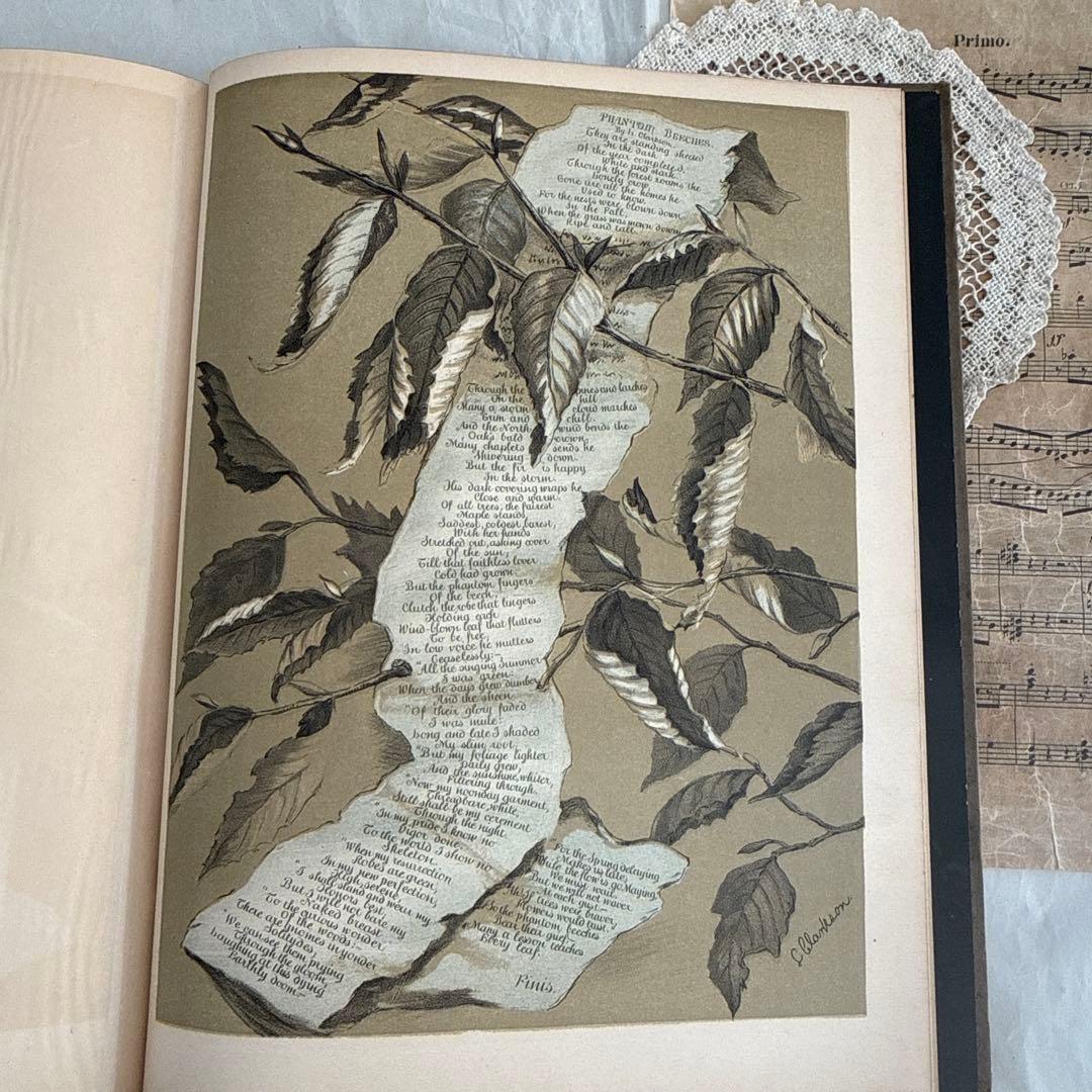 稀少1883年アンティーク美しい画集ヴィクトリアン洋書ジャンクジャーナル　古書