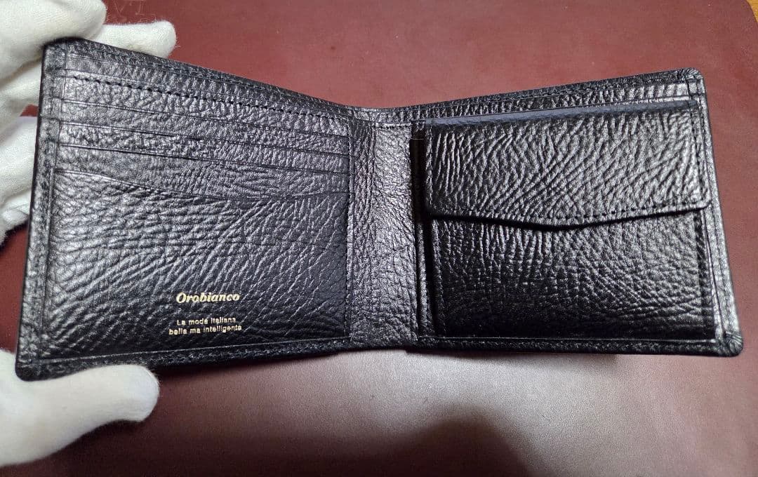 Orobianco ブラック レザー 二つ折り財布