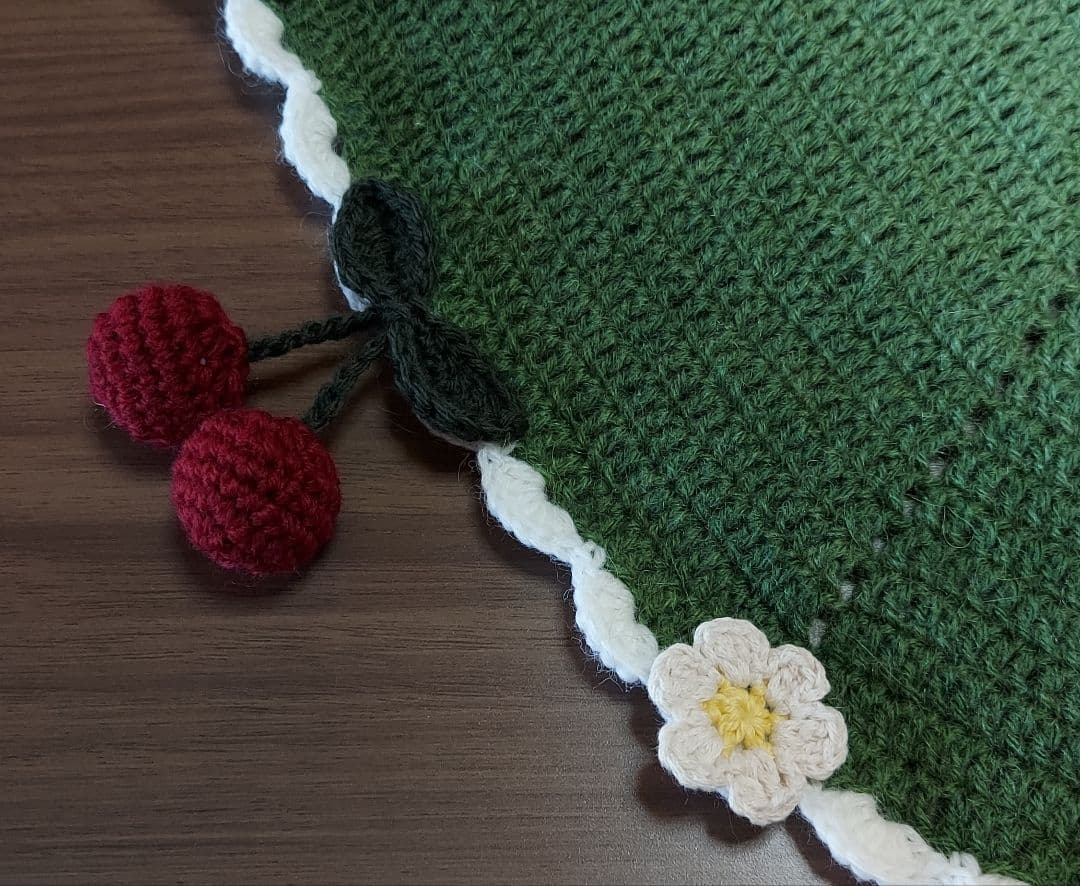 編み物 ブランケット さくらんぼ