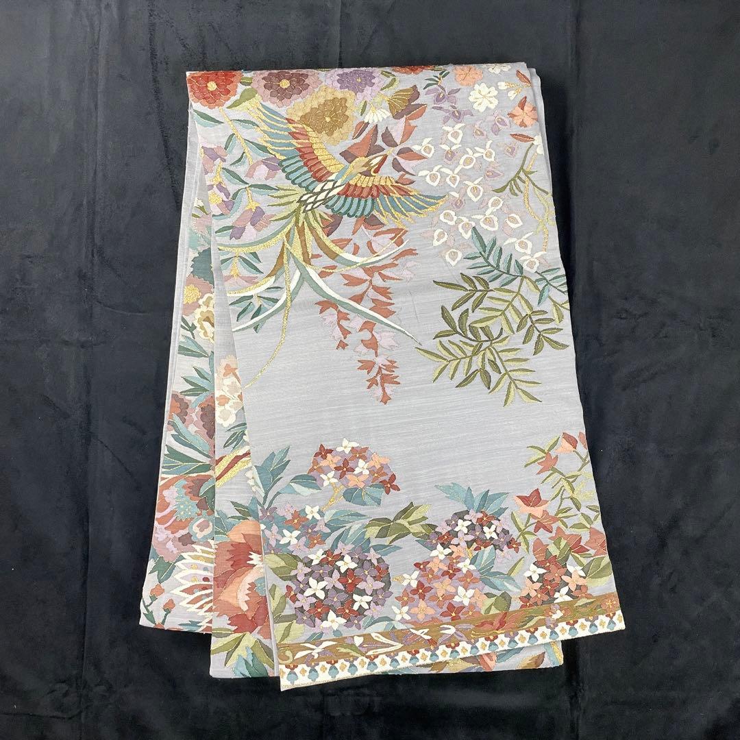 正絹　柳瀬聖仙　本瓜綴　明綴れ 花鳥紋 模様織出し　袋帯未使用美品　FF5-10