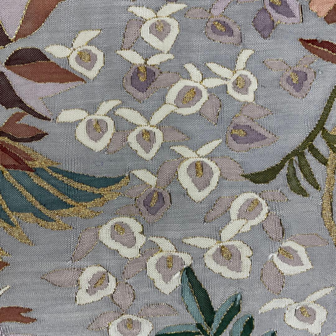 正絹　柳瀬聖仙　本瓜綴　明綴れ 花鳥紋 模様織出し　袋帯未使用美品　FF5-10