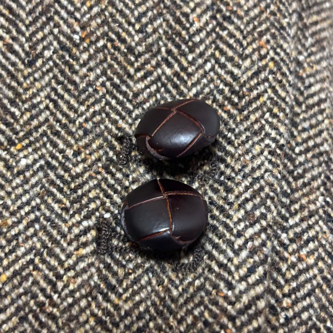 ETRO エトロ ヘリンボーン ウールカシミヤシルク レザー肩パッチ ジャケット