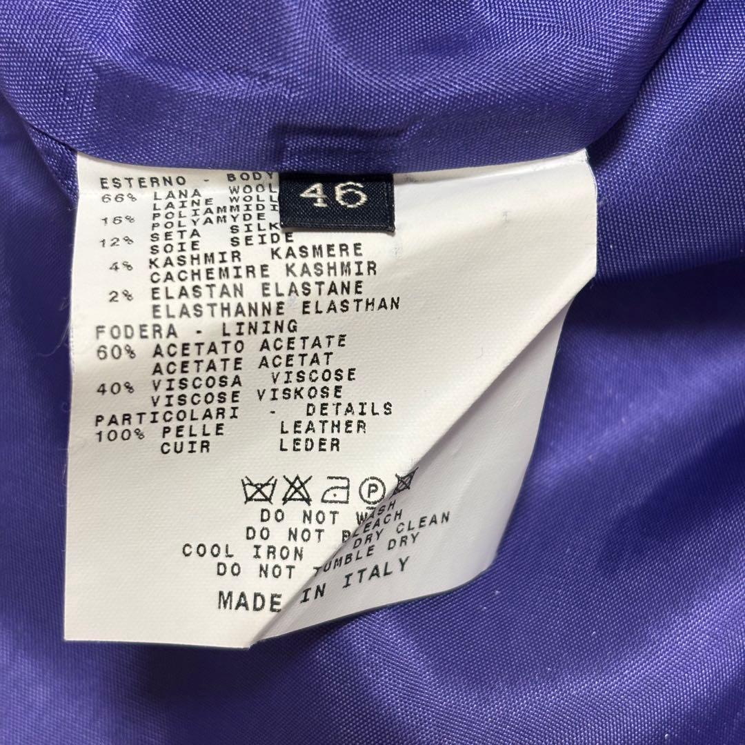 ETRO エトロ ヘリンボーン ウールカシミヤシルク レザー肩パッチ ジャケット