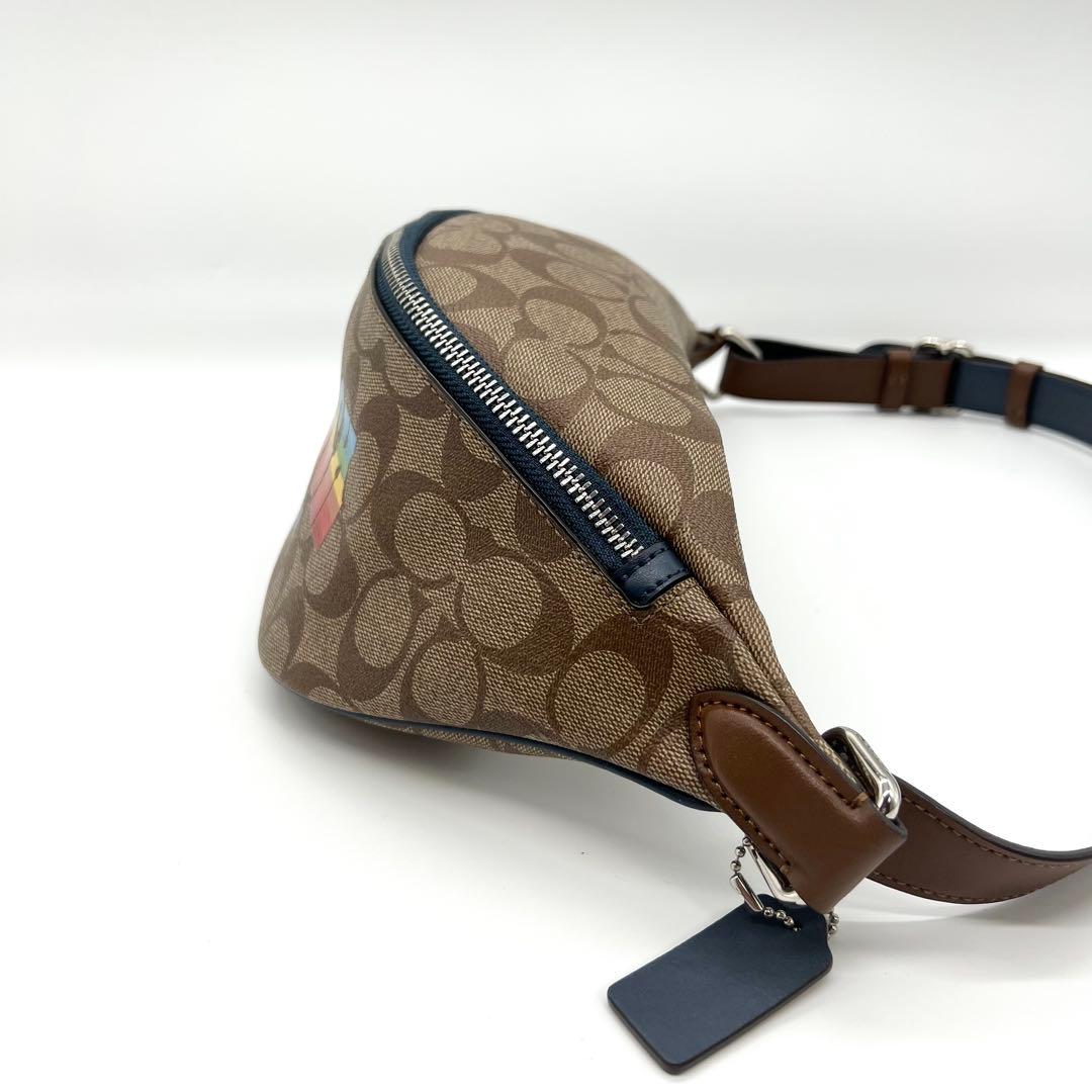 未使用級✨コーチ　ボディバッグ　ショルダー　シグネチャー　レインボー　ブラウン