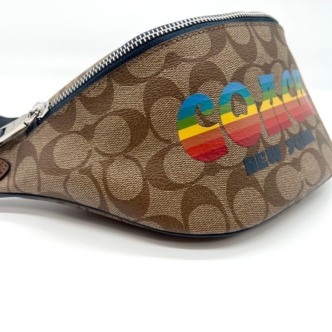 未使用級✨コーチ　ボディバッグ　ショルダー　シグネチャー　レインボー　ブラウン