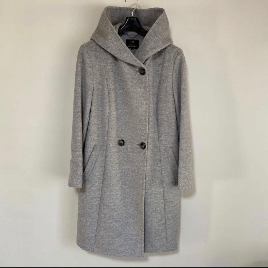 23区 ロングコート 44 フーデッドコート ライトグレー DMW