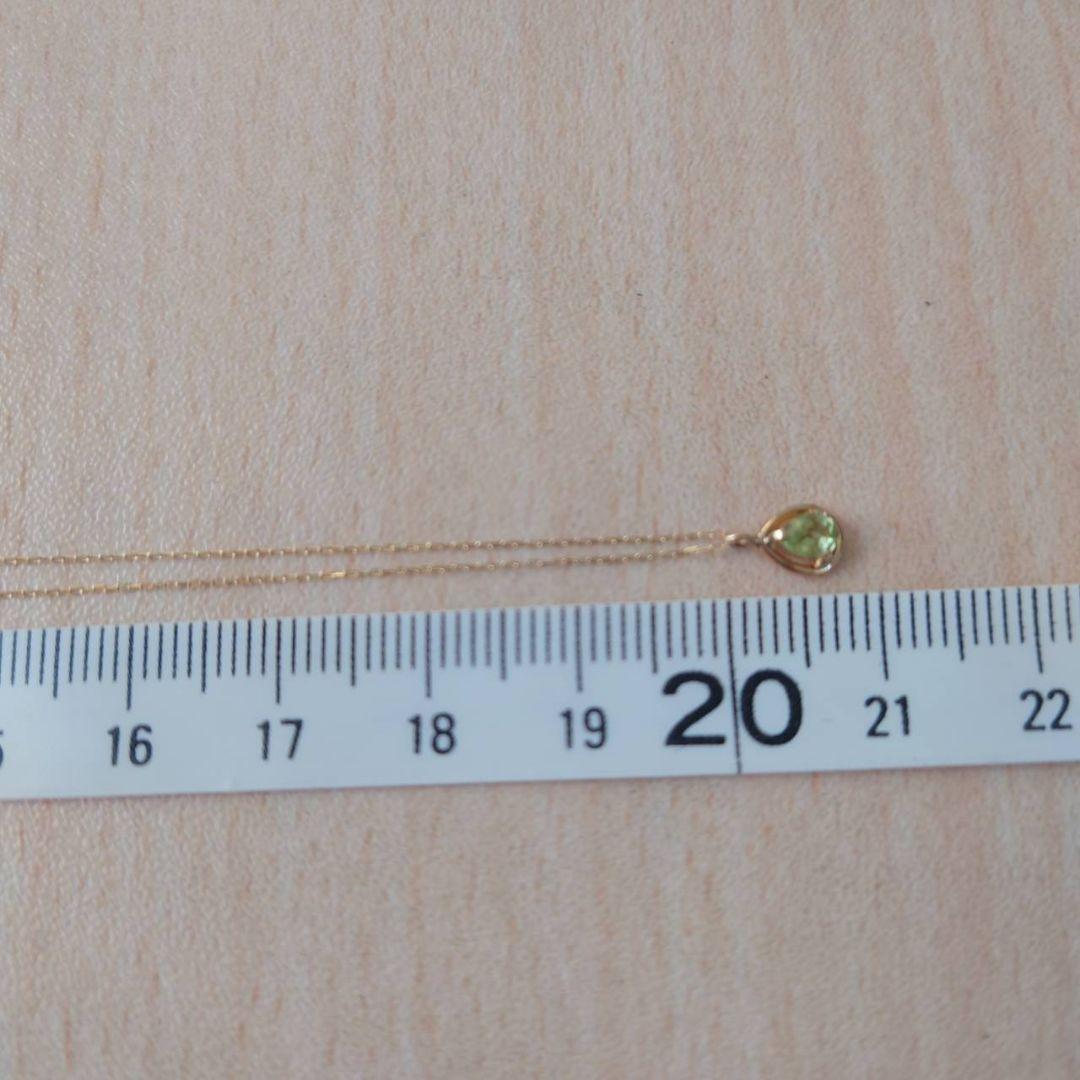 未使用　ツツミ　ペリドット　しずく型　ネックレス　K10　イエローゴールド