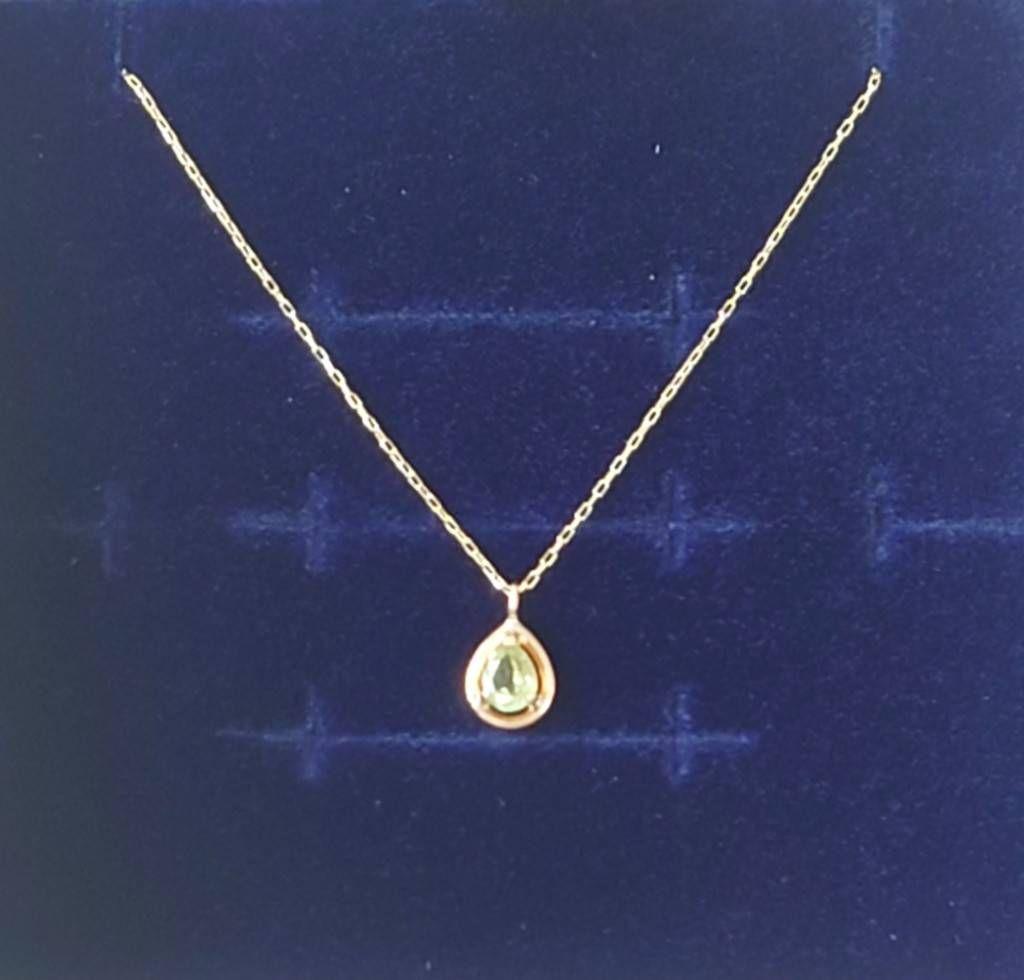 未使用　ツツミ　ペリドット　しずく型　ネックレス　K10　イエローゴールド