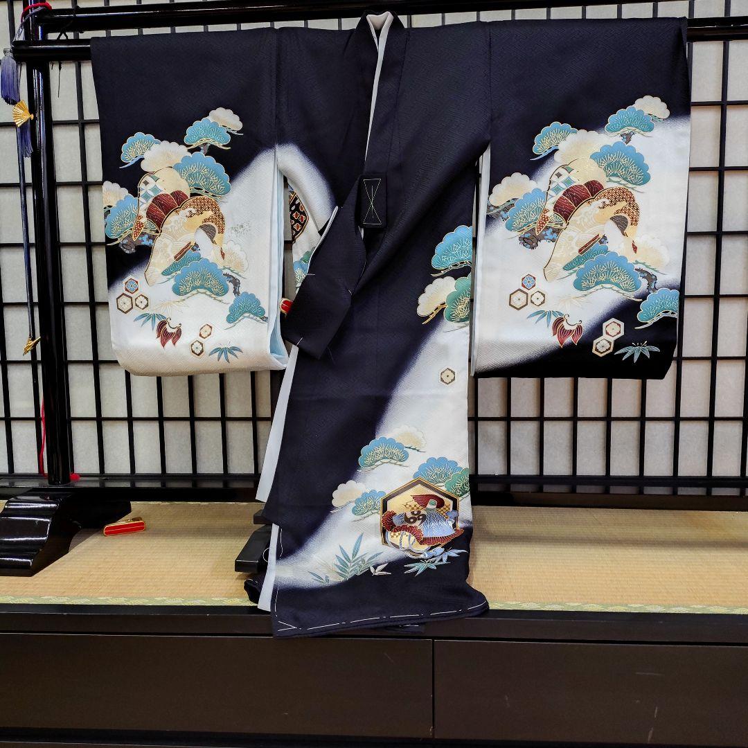 おしゃれで粋な男のお子さま宮参り山着物在庫処分013