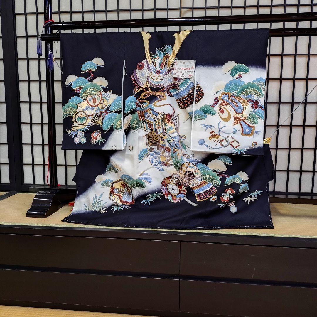 おしゃれで粋な男のお子さま宮参り山着物在庫処分013