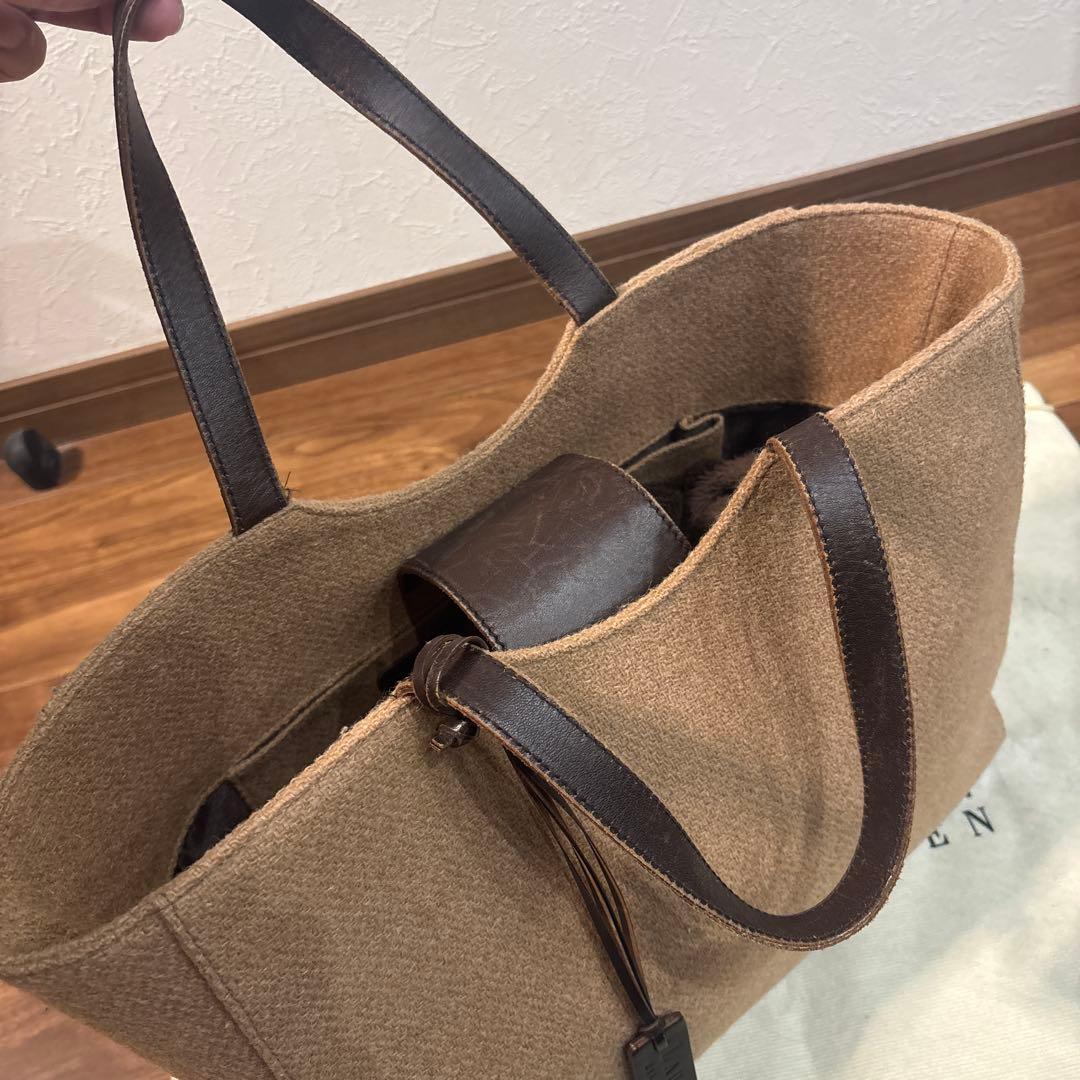 【美品】ラルフローレン ウールキャンパス×レザー トートバッグ A4◎ 保存袋付