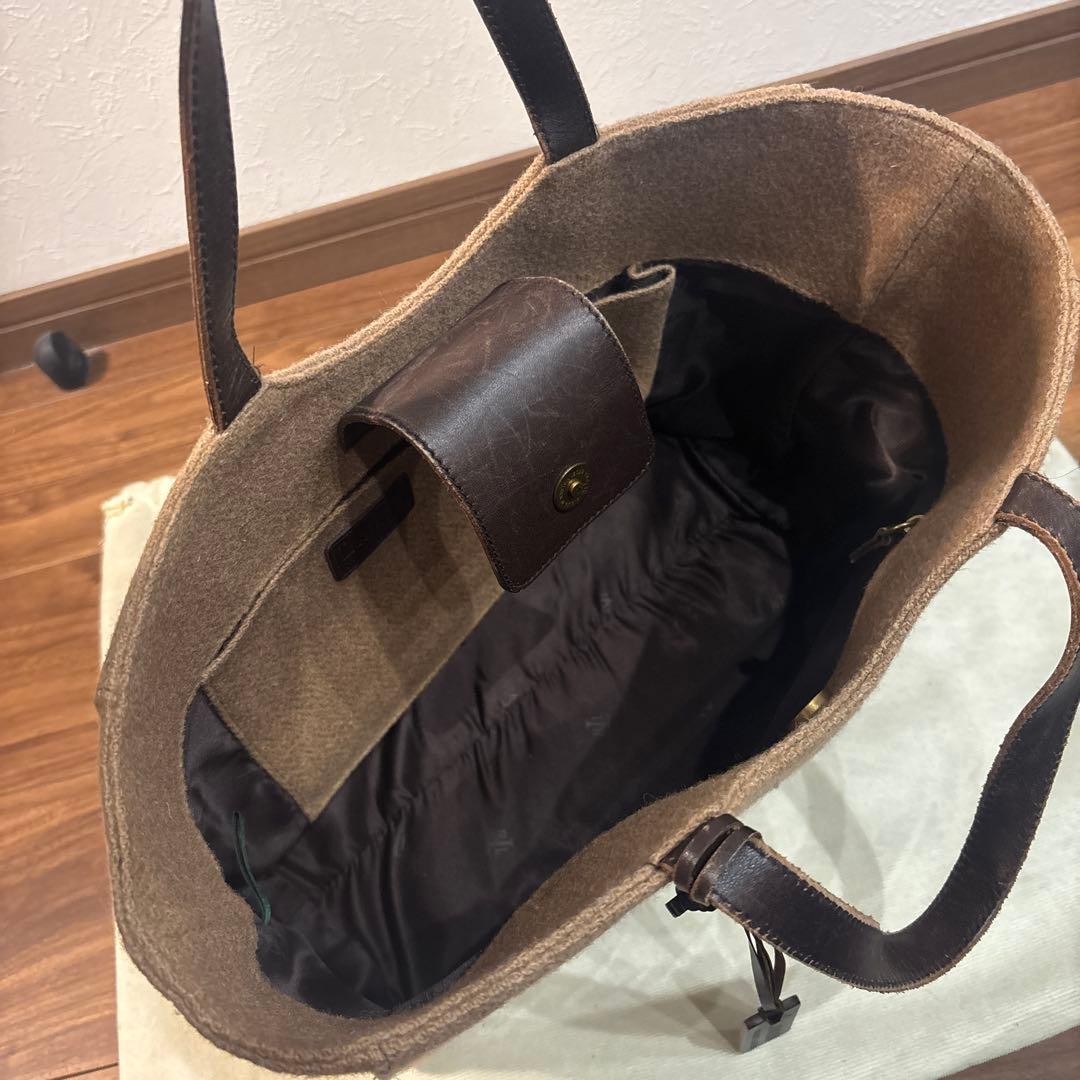 【美品】ラルフローレン ウールキャンパス×レザー トートバッグ A4◎ 保存袋付
