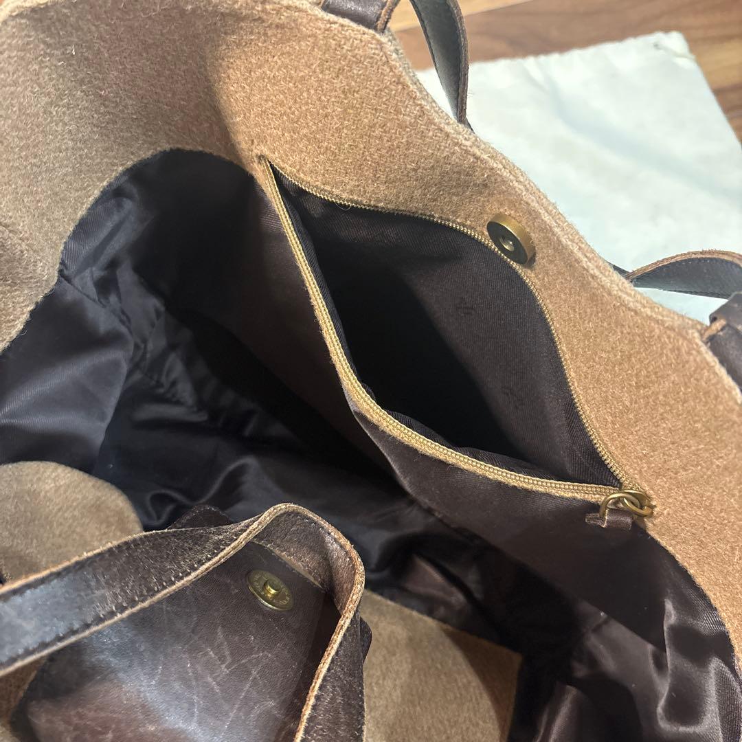 【美品】ラルフローレン ウールキャンパス×レザー トートバッグ A4◎ 保存袋付