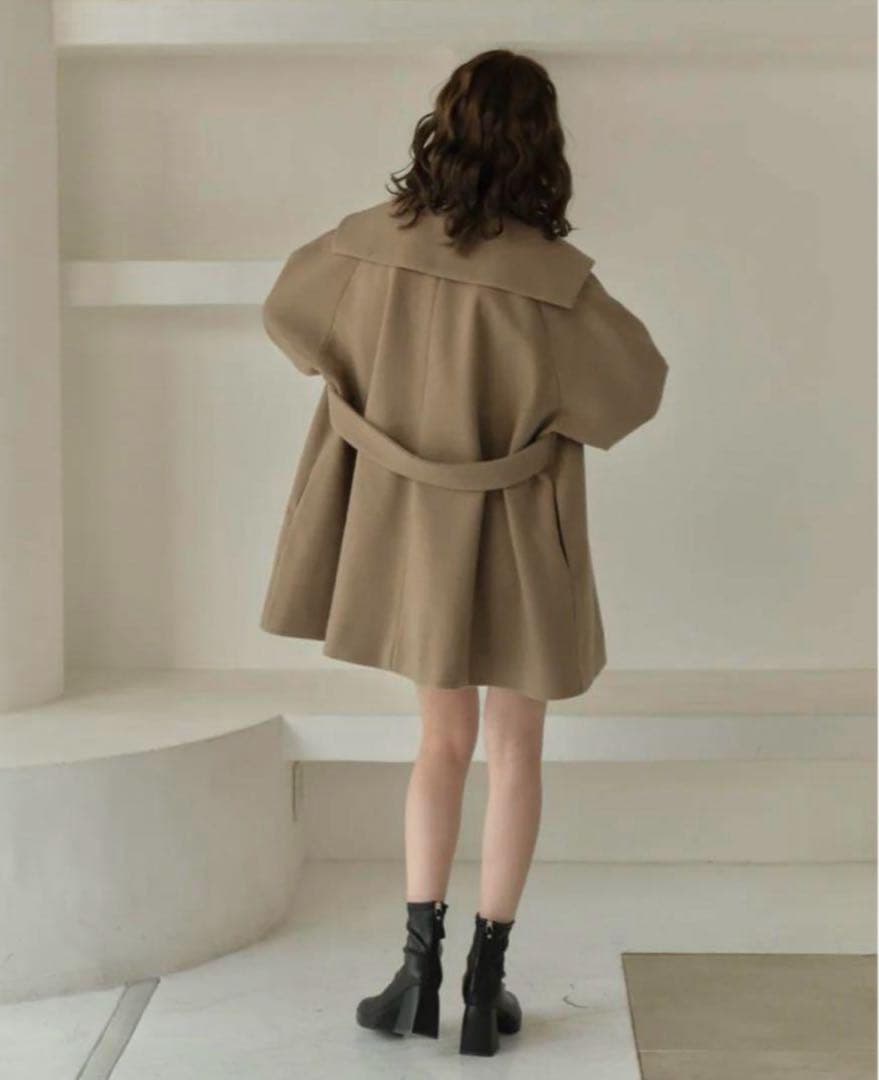 eaphi big collar middle coat ブラウン