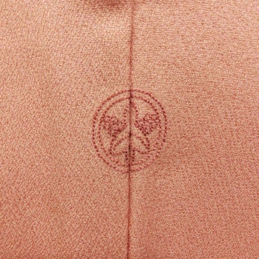 訪問着(袷)　(友禅四季の花紋様　トールサイズ裄69㌢　宍色系　一つ縫い紋)