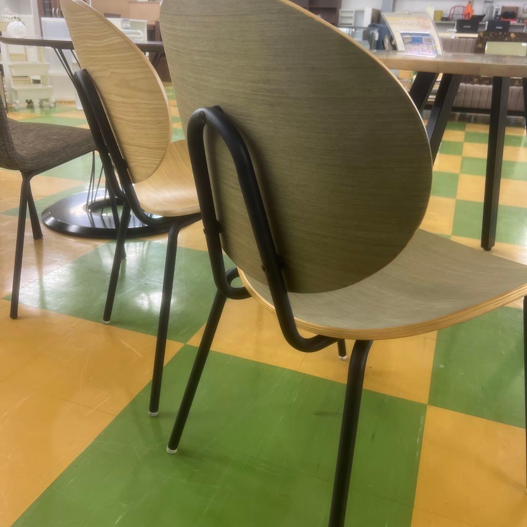 240 KANADEMONO オーバル型　ダイニングチェア 木目調　2脚セット