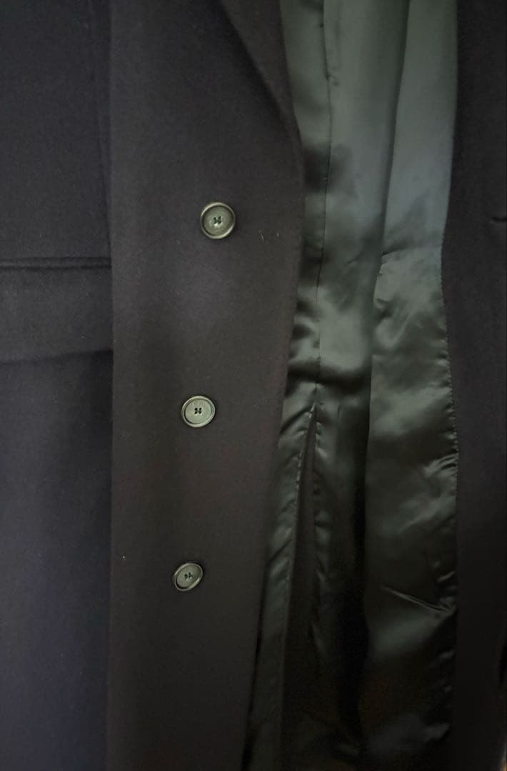 【極美品】BURBERRY カシミヤ　ロングコート 濃紺England製　XL