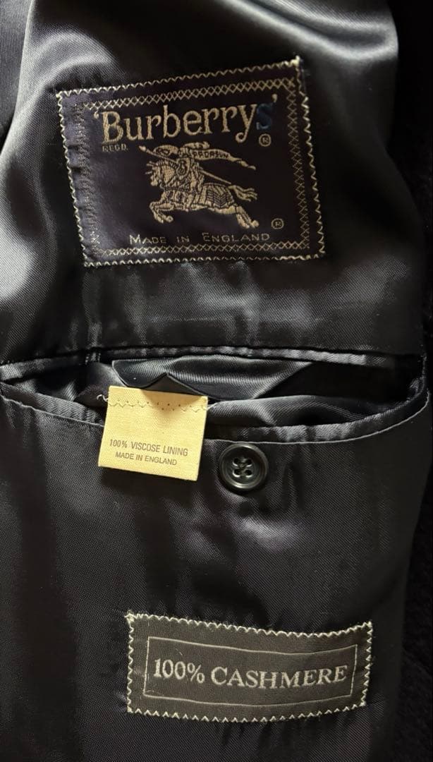 【極美品】BURBERRY カシミヤ　ロングコート 濃紺England製　XL