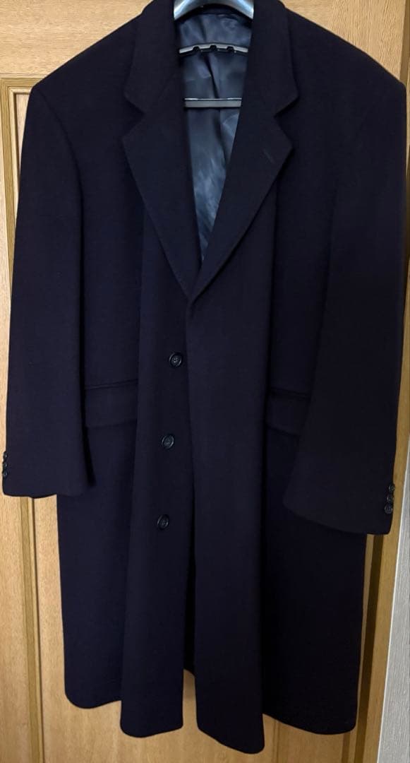 【極美品】BURBERRY カシミヤ　ロングコート 濃紺England製　XL