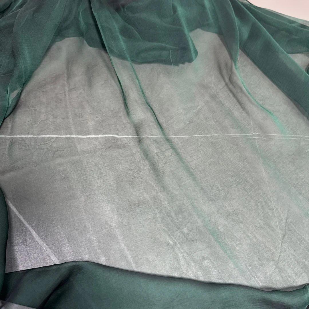 美品　HERMES エルメス　シアー　スカーフ　シルク　グリーン