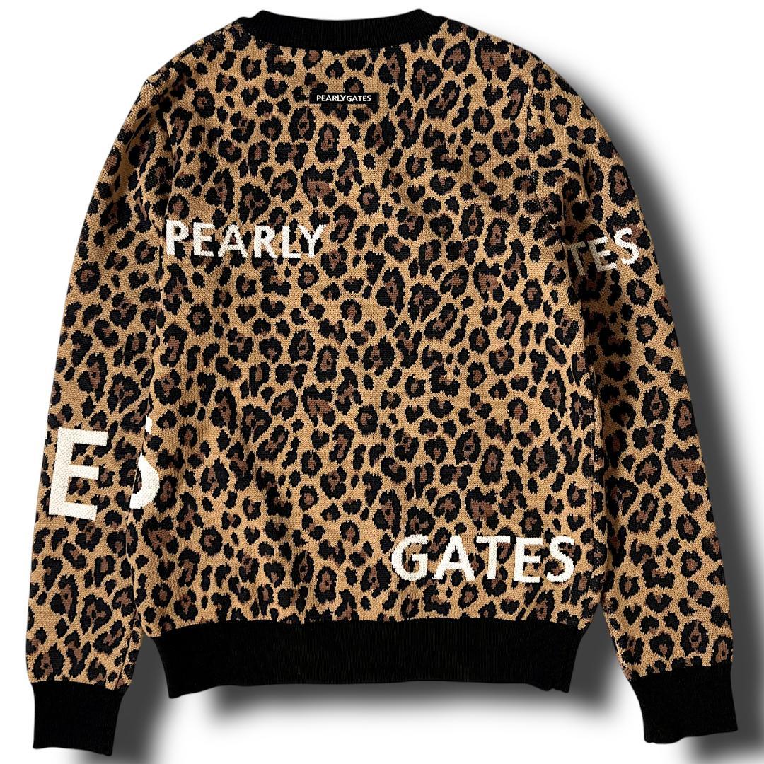 定価37,400 パーリーゲイツ レオパード ウール混ニットプルオーバー 日本製