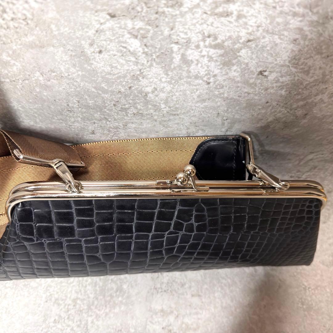 入手困難★コムデギャルソン カツユキヨシダ ショルダーバッグ がま口 クロコ 黒