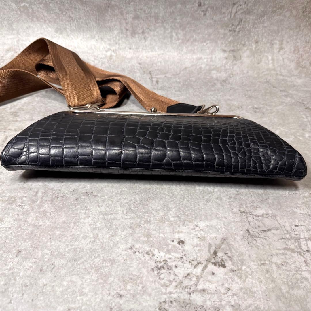 入手困難★コムデギャルソン カツユキヨシダ ショルダーバッグ がま口 クロコ 黒