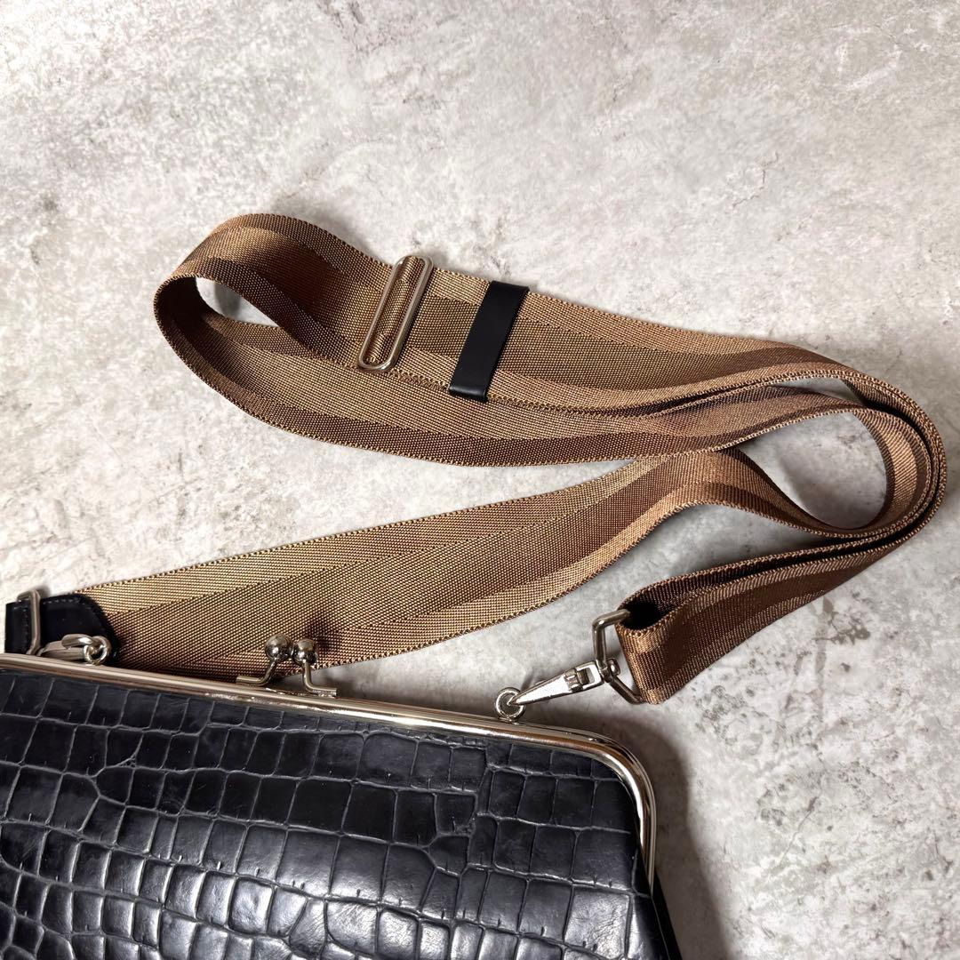 入手困難★コムデギャルソン カツユキヨシダ ショルダーバッグ がま口 クロコ 黒