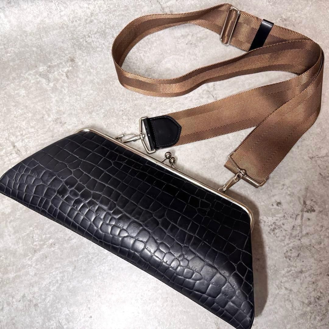 入手困難★コムデギャルソン カツユキヨシダ ショルダーバッグ がま口 クロコ 黒