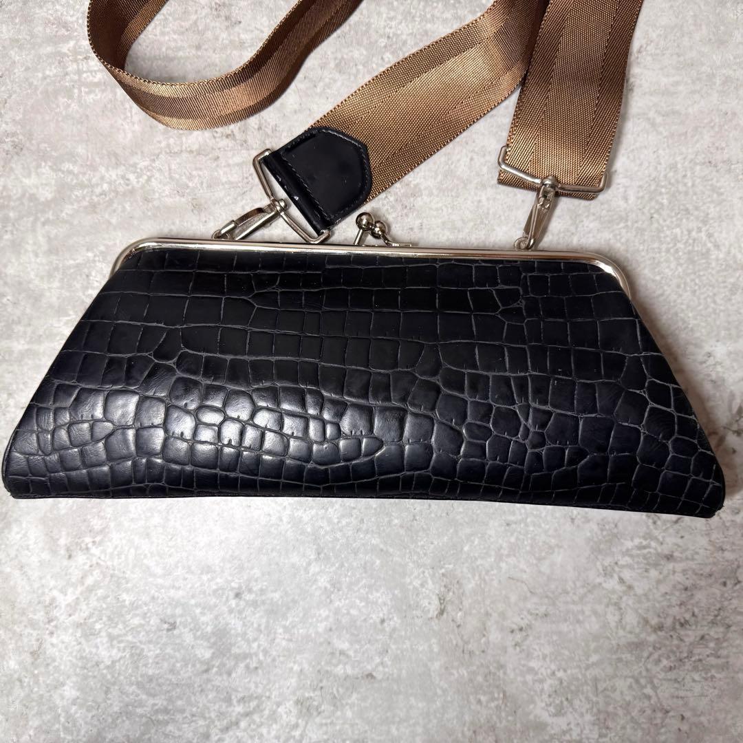 入手困難★コムデギャルソン カツユキヨシダ ショルダーバッグ がま口 クロコ 黒