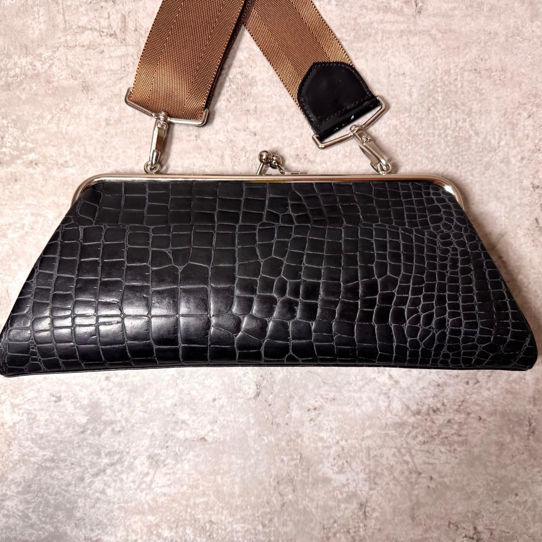 入手困難★コムデギャルソン カツユキヨシダ ショルダーバッグ がま口 クロコ 黒
