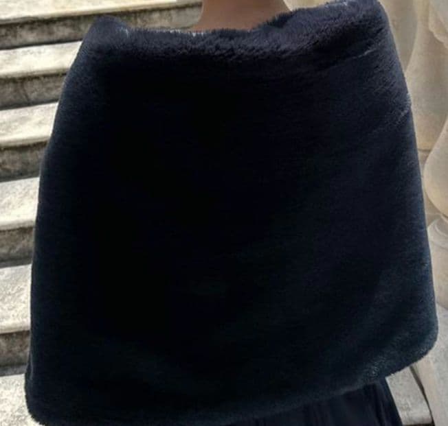 JENNE リッチボリュームファーケープ ネイビー