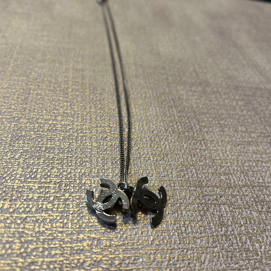 美品！CHANEL シルバー ダブルCロゴ ネックレス
