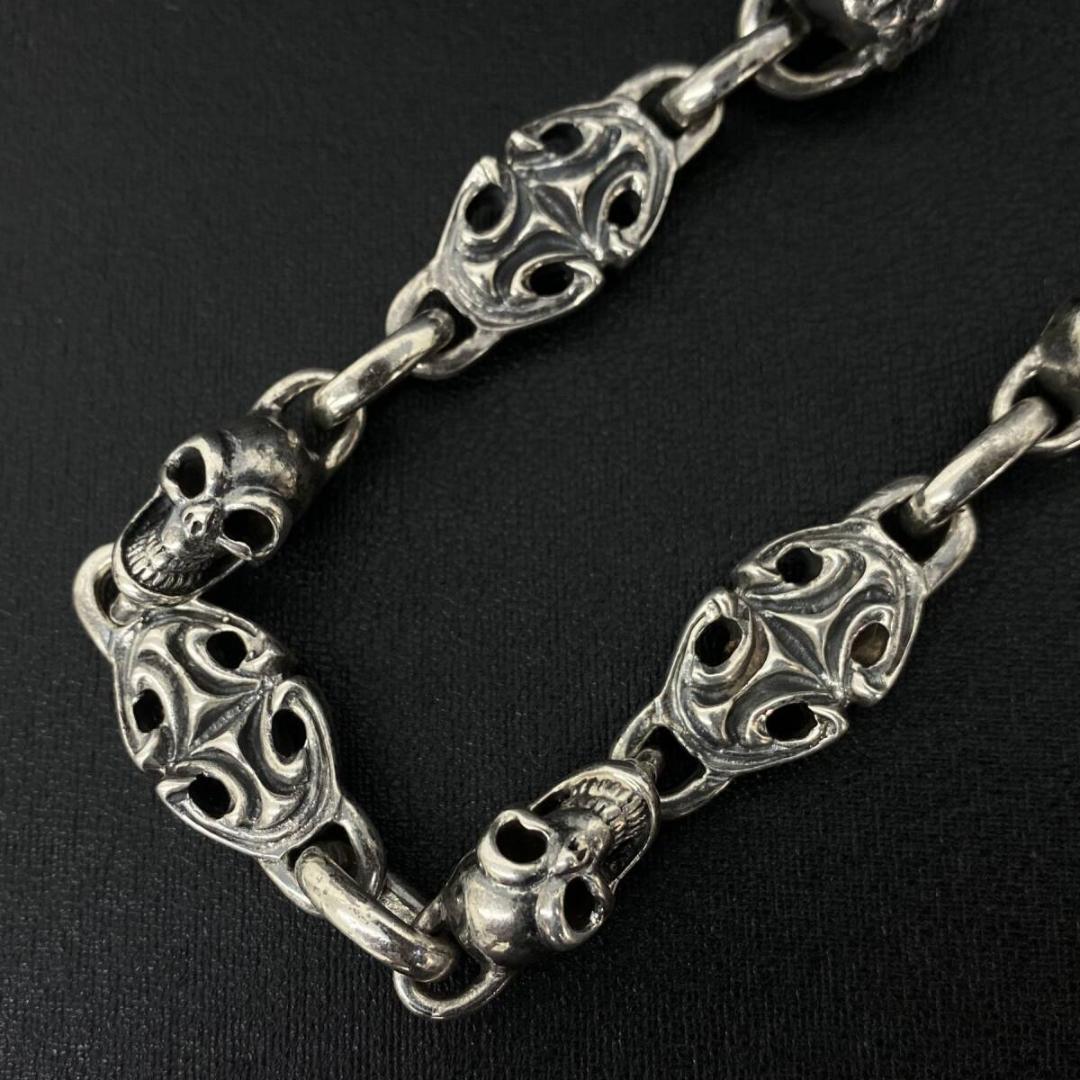 シルバー 925 スネーク ハッピー スカルオーバル リンク ウォレットチェーン