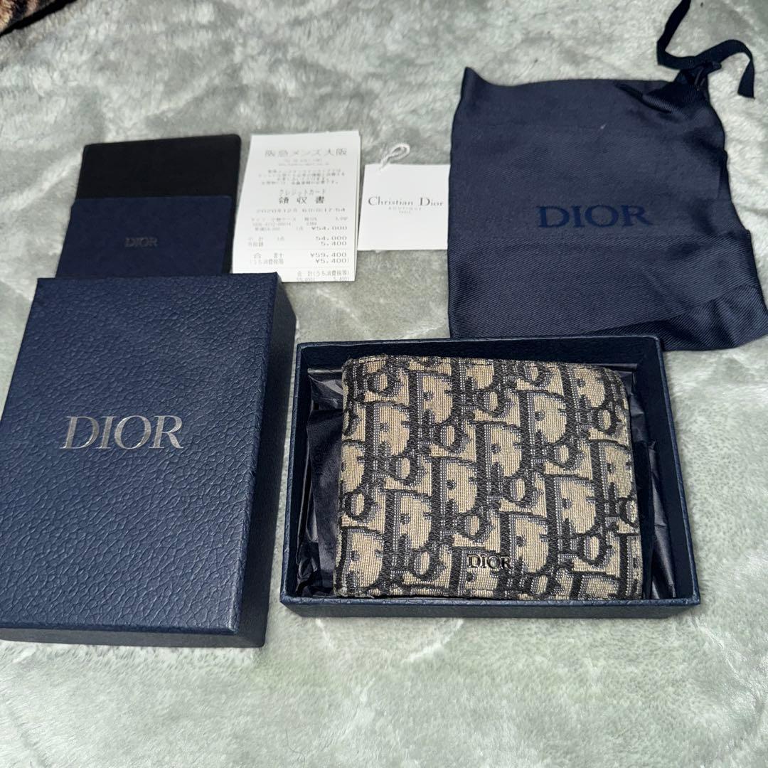 Dior 二つ折り財布 ベージュ/ブラック