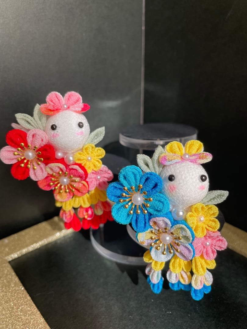 たな　犬用髪飾りバレッタ　つまみ細工