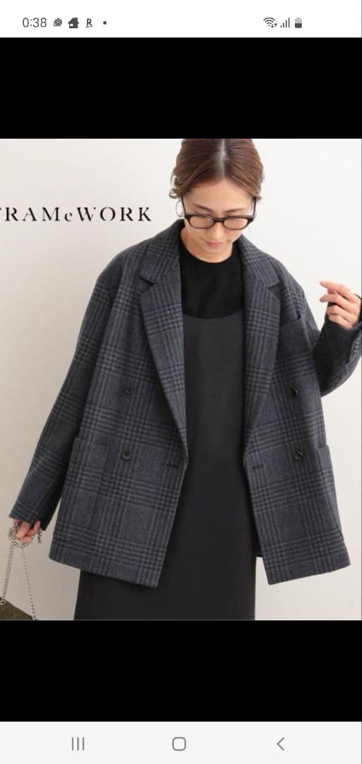美品フレームワークダブルブレストジャケット