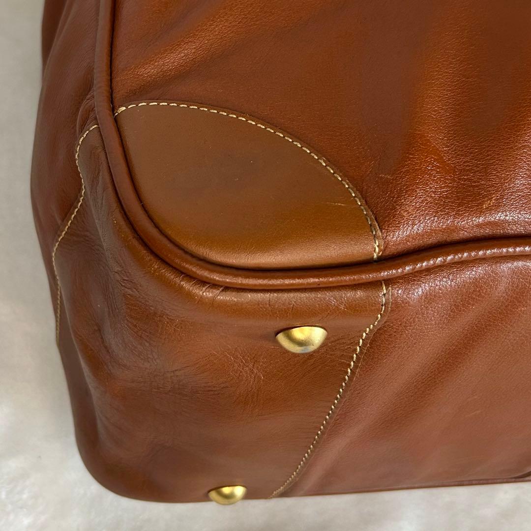 希少 美品 ロンシャン ボストンバッグ オールレザー 大容量 旅行 ゴールド