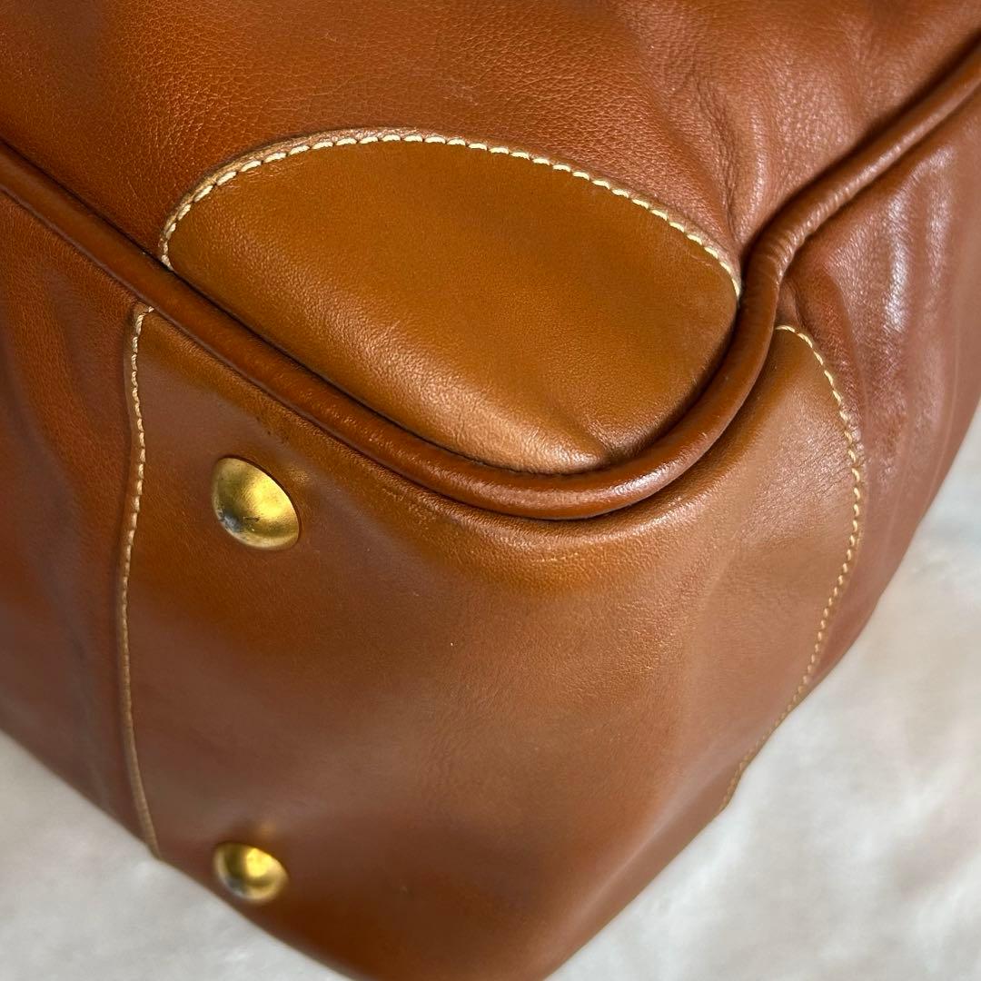 希少 美品 ロンシャン ボストンバッグ オールレザー 大容量 旅行 ゴールド